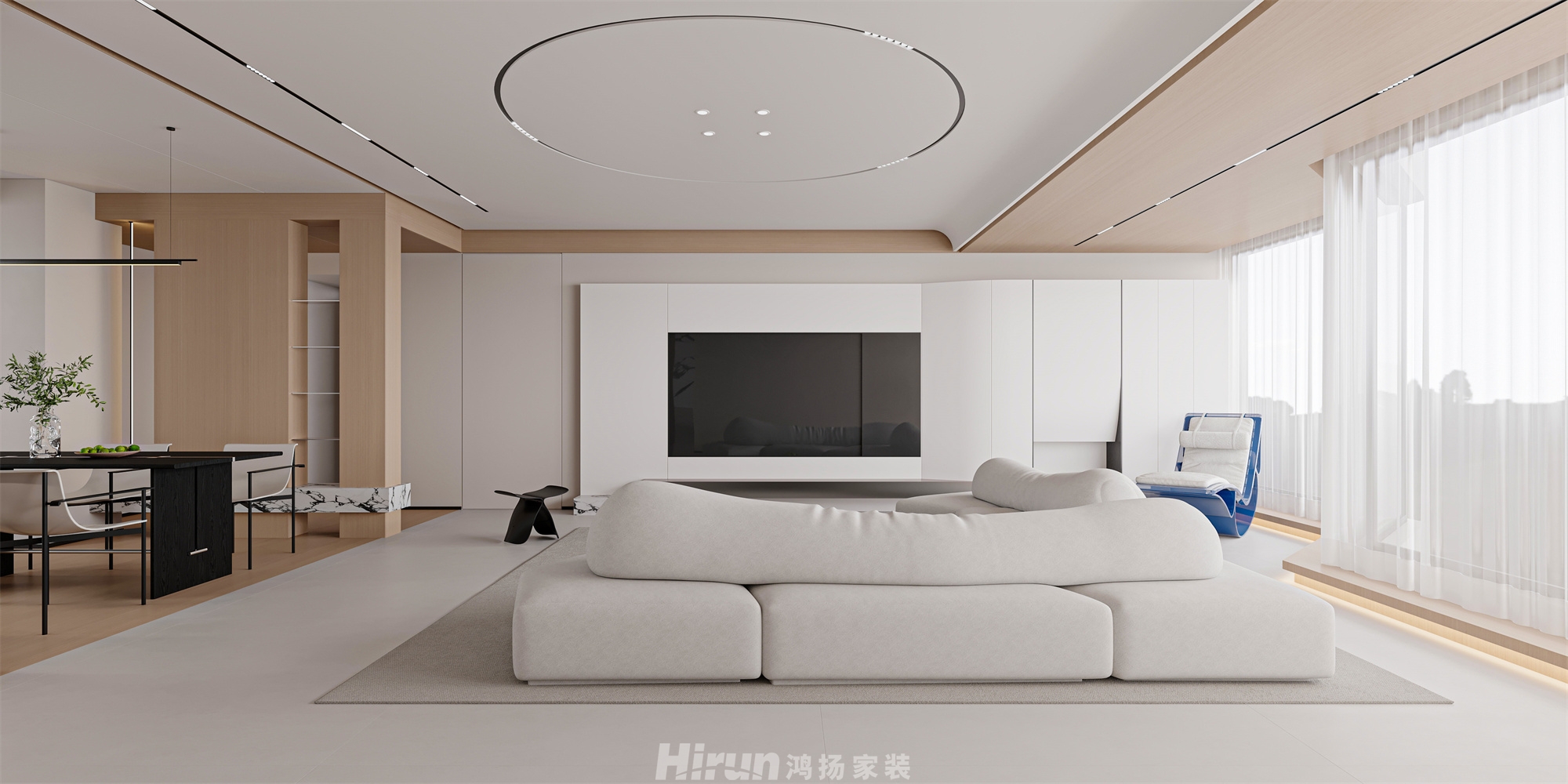 洋湖天序141㎡雅致現代三居室 裝修案例效果圖-1