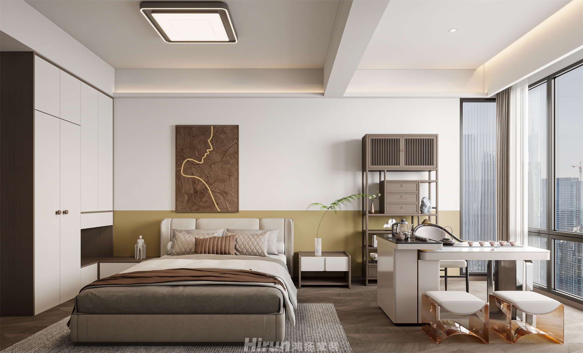 大漢騰龍府127㎡雅致現代三居室 裝修案例效果圖-2