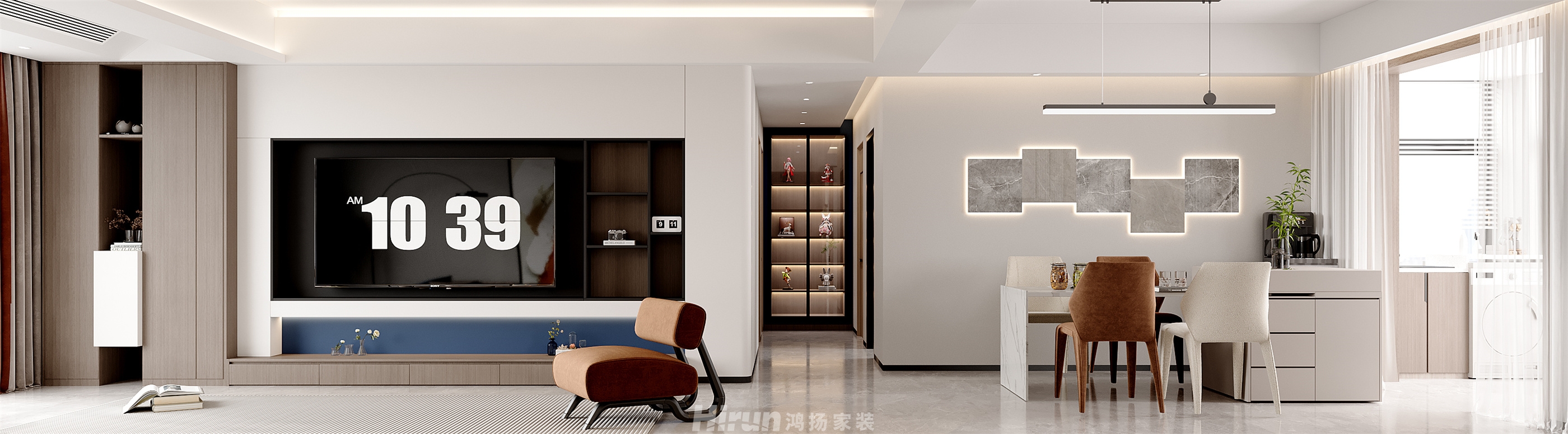 大漢騰龍府127㎡雅致現代三居室 裝修案例效果圖-1