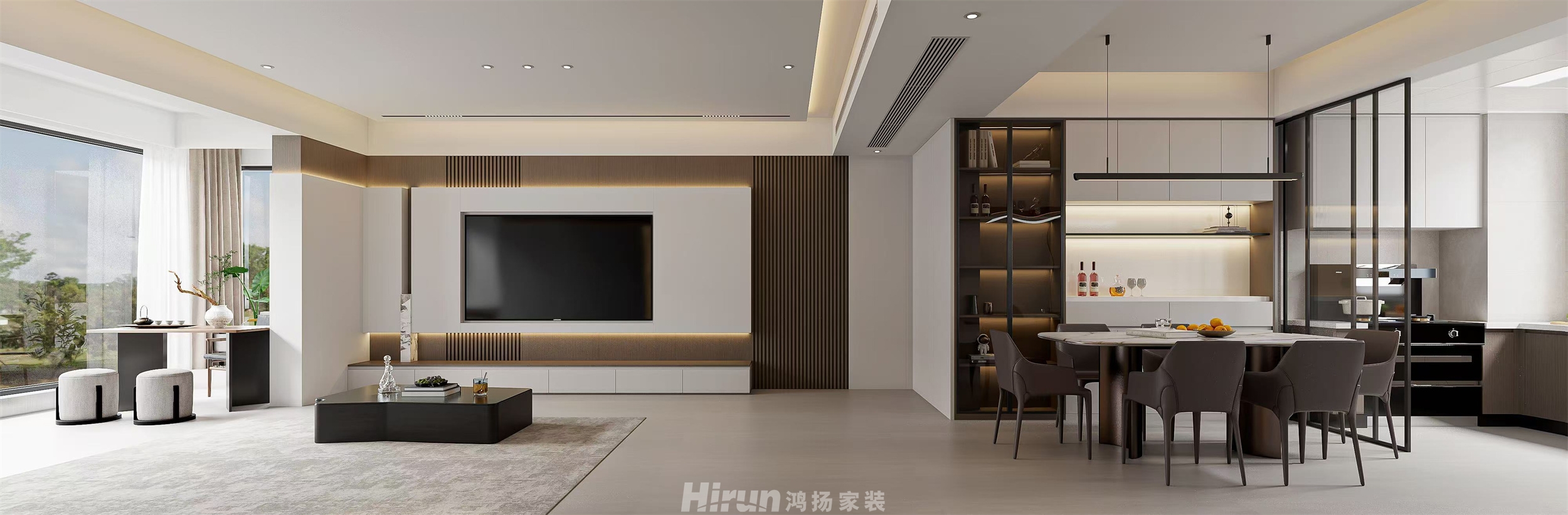 辰溪辰陽春天120㎡雅致現代三居室 裝修案例效果圖-2