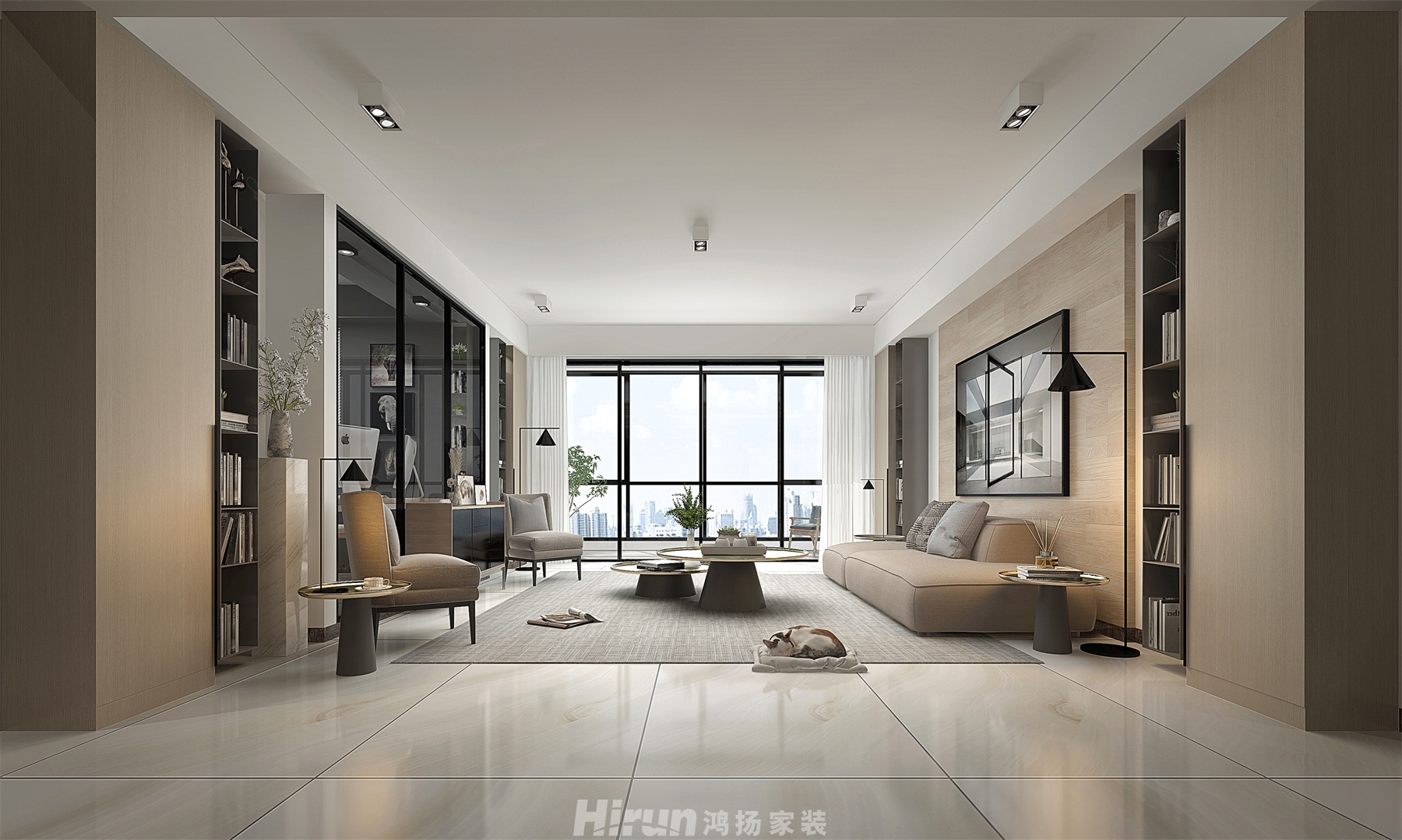 天濟山莊190㎡雅致現代五居室 裝修案例效果圖-3