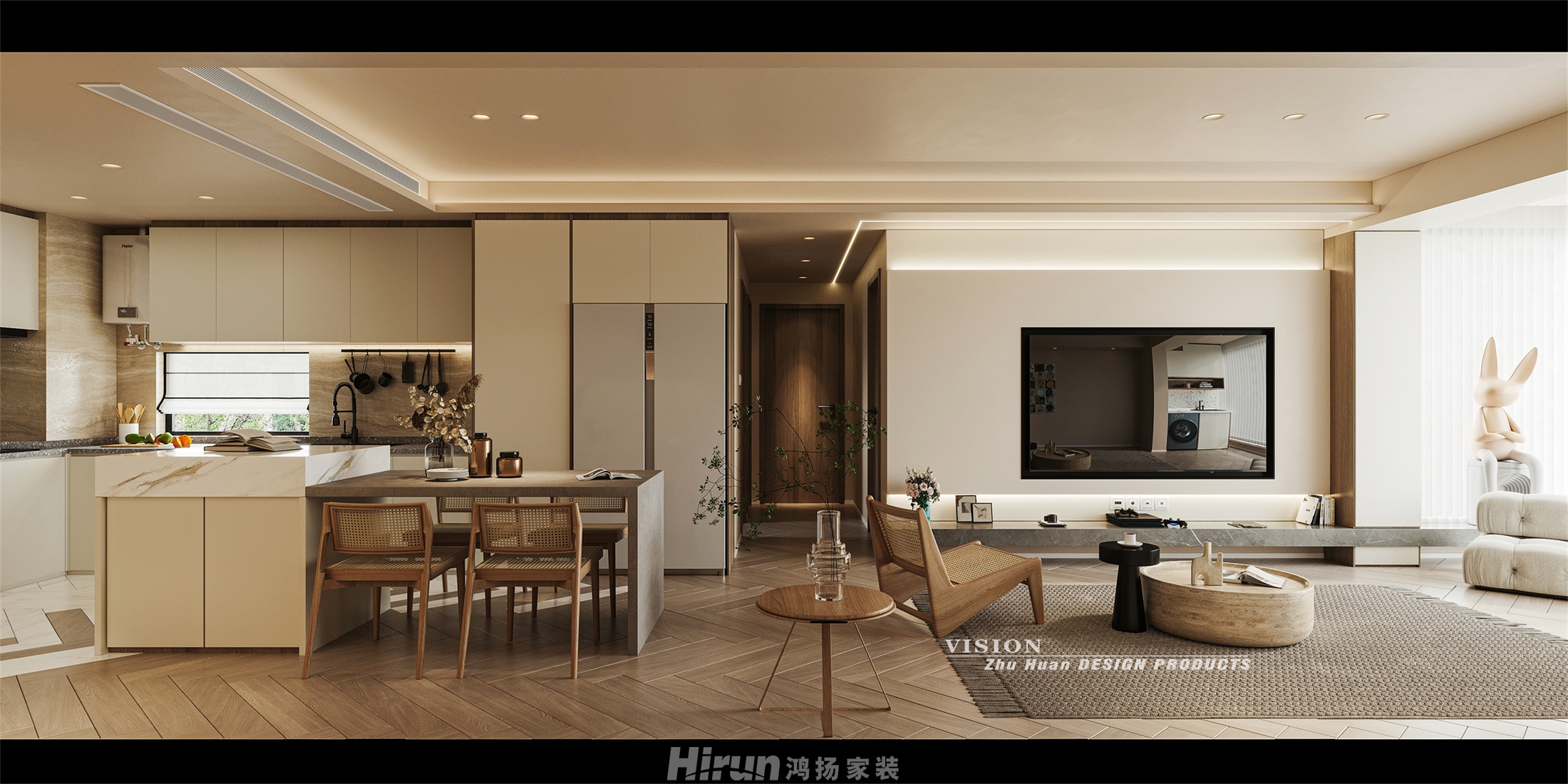 保利中環廣場110㎡北歐之光三居室 裝修案例效果圖-2