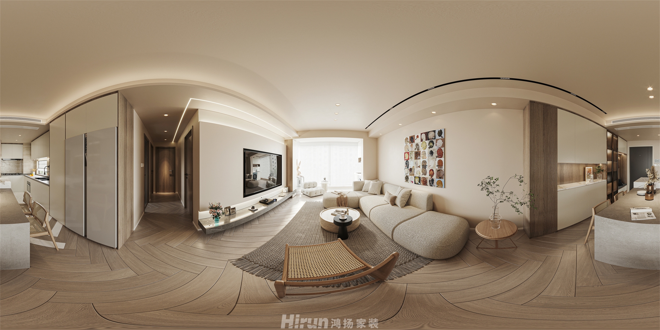 保利中環廣場110㎡北歐之光三居室 裝修案例效果圖-1