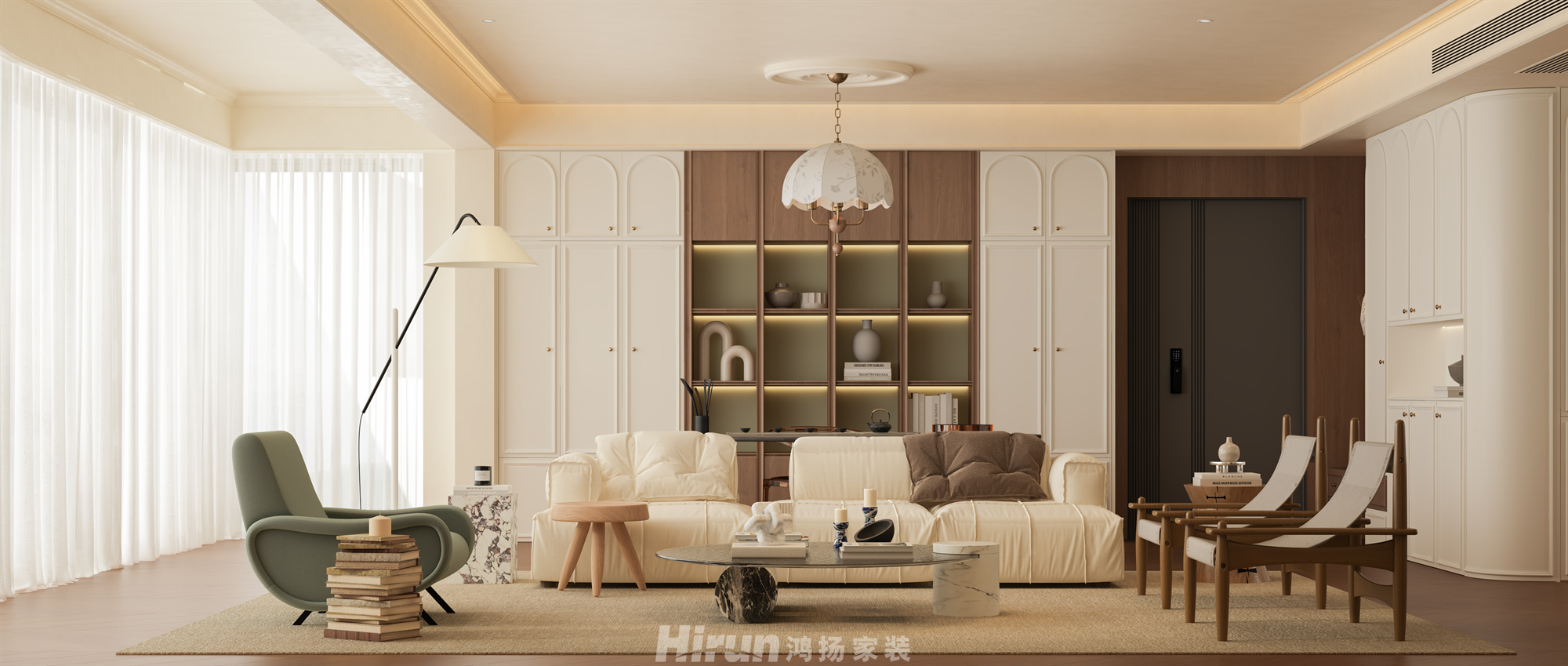 銀港國(guó)際142㎡復(fù)古風(fēng)潮四居室 裝修案例效果圖-1