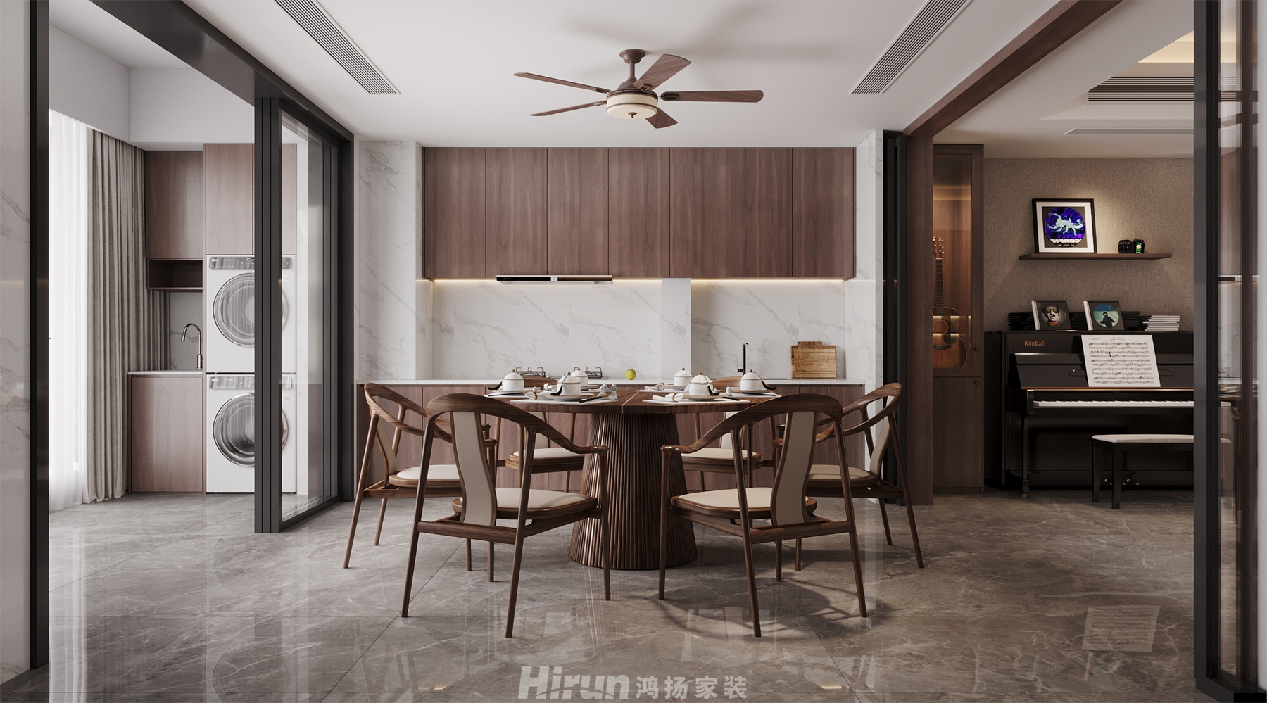 匯景甲叁號院180㎡意境東方四居室 裝修案例效果圖-2