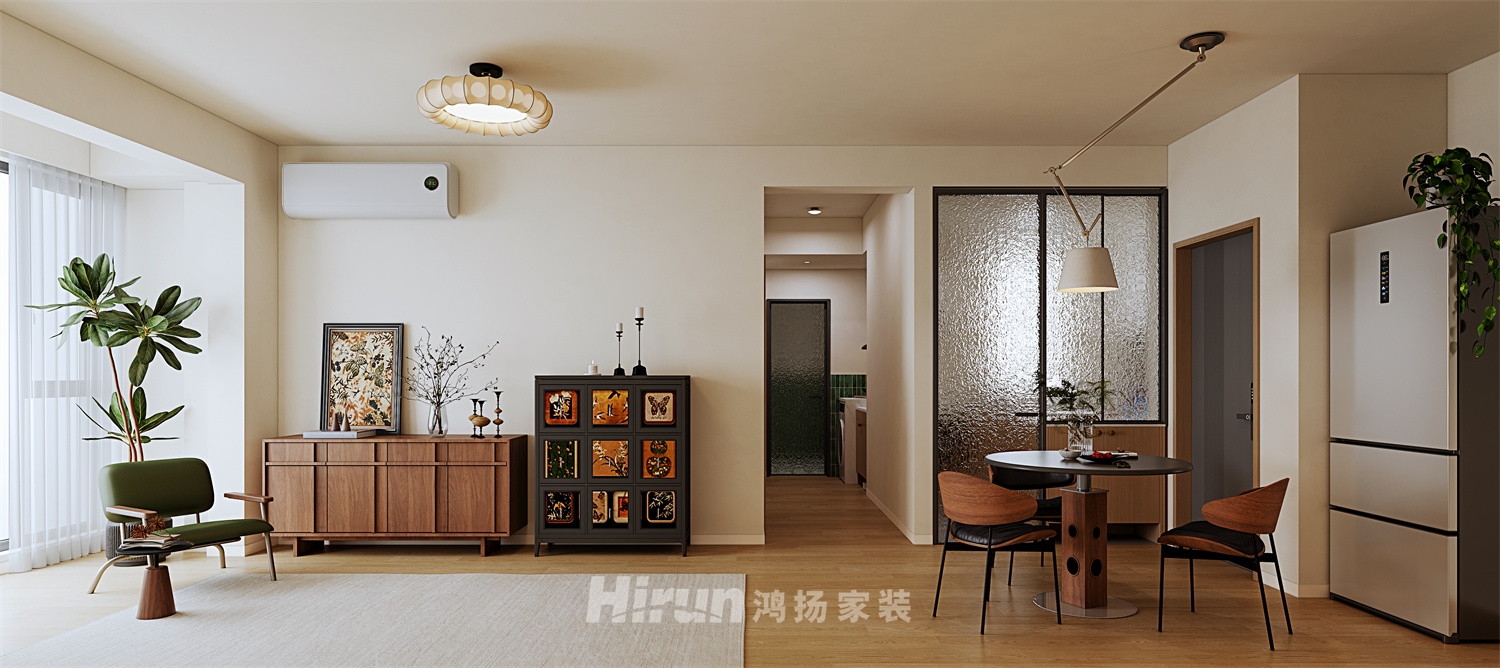 中建信和城76㎡復古風潮二居室 裝修案例效果圖-1