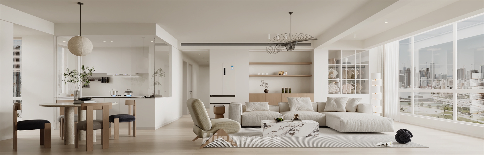 建發(fā)央著140㎡北歐之光四居室 裝修案例效果圖-1