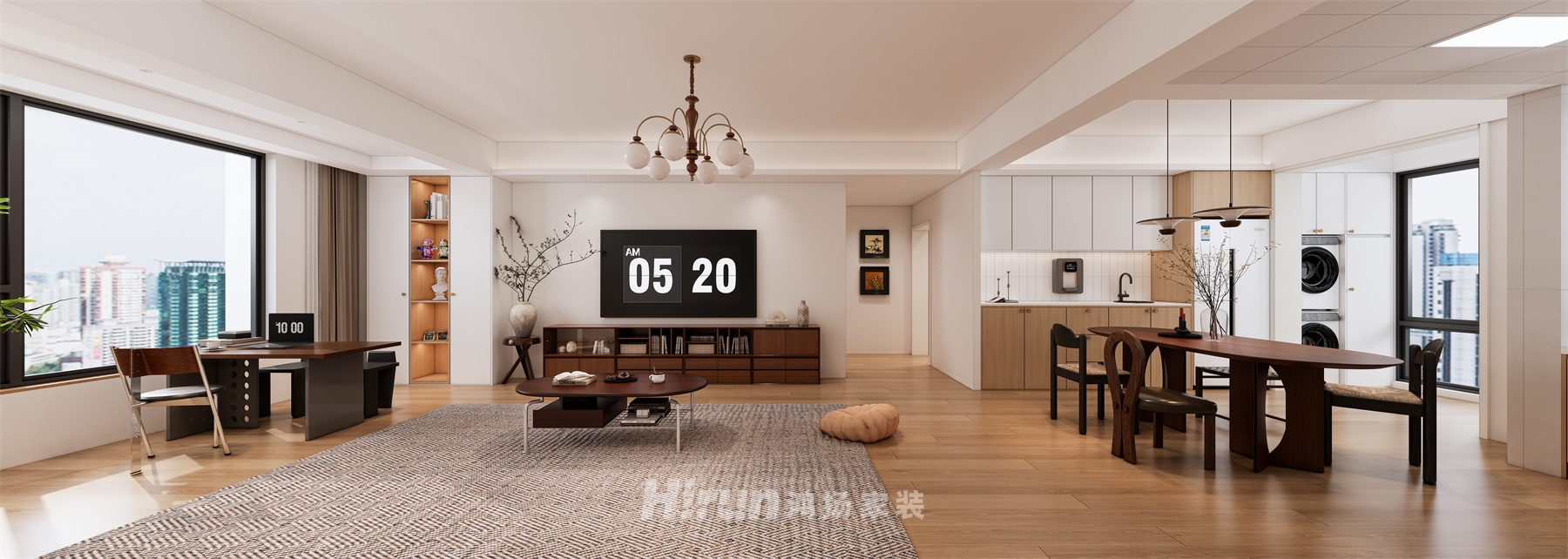 財富湘江141㎡復(fù)古風(fēng)潮四居室 裝修案例效果圖-3