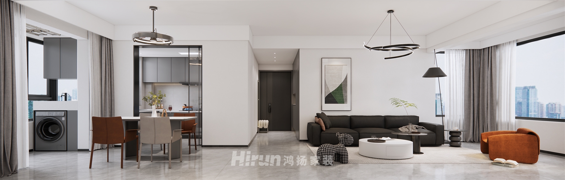 江灣壹號145㎡雅致現代四居室 裝修案例效果圖-1