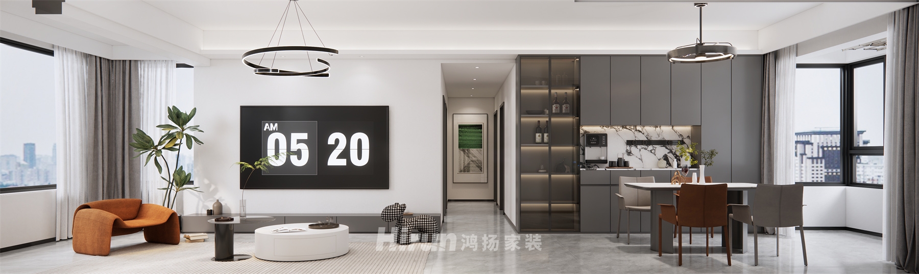 江灣壹號145㎡雅致現代四居室 裝修案例效果圖-2