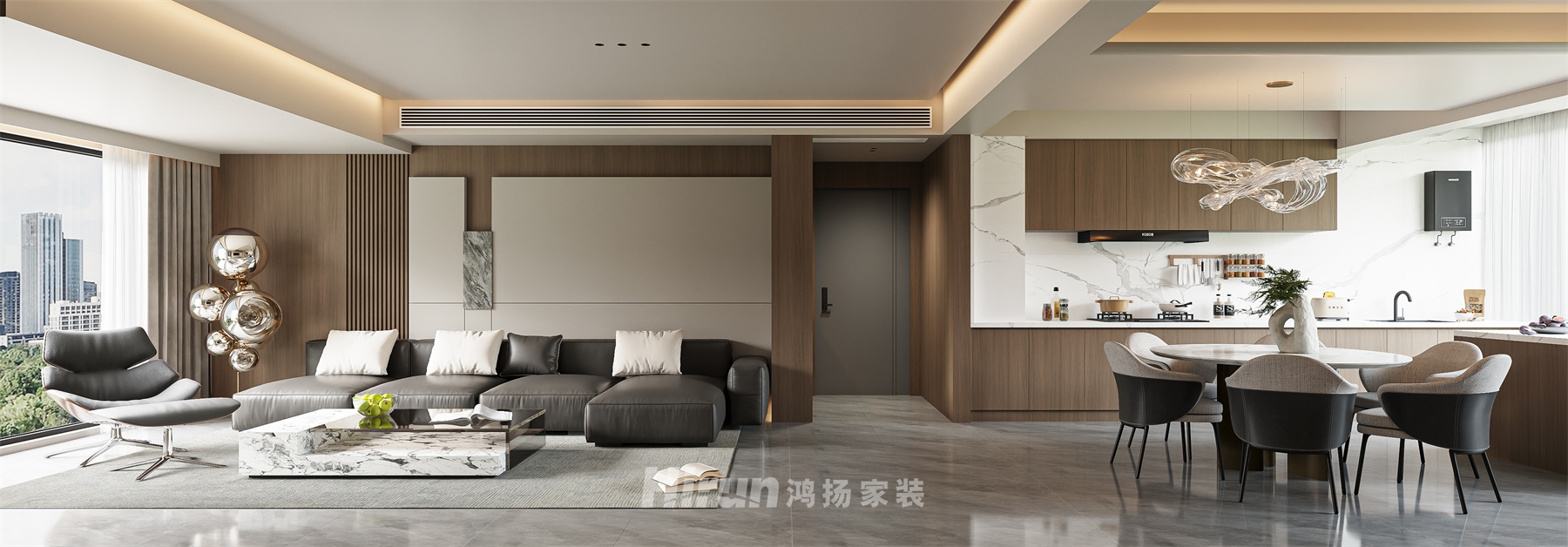 紅雅嘉悅府170㎡雅致現代三居室 裝修案例效果圖-4