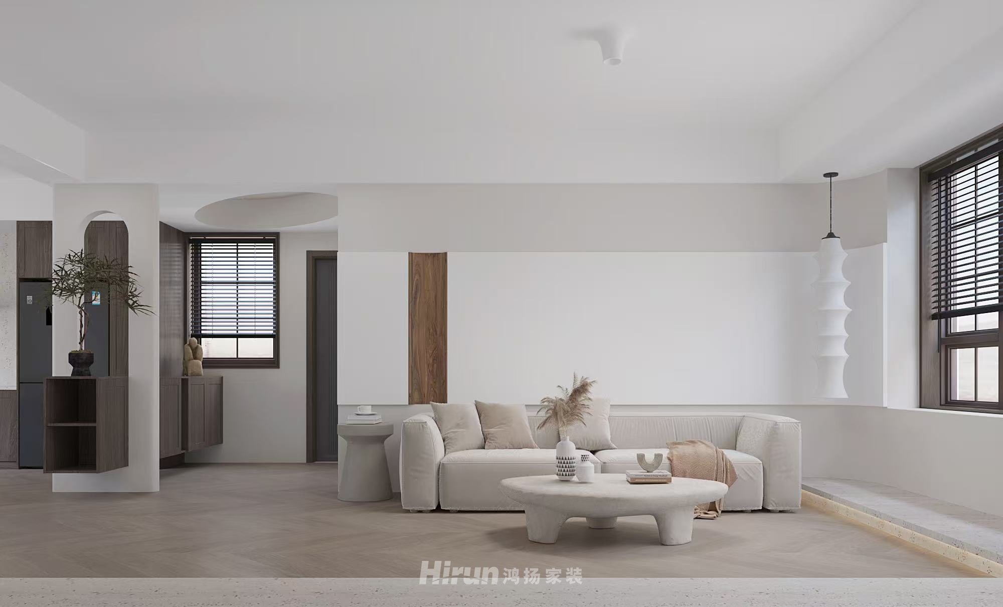 蓉國(guó)新坊120㎡極簡(jiǎn)詫寂三居室 裝修案例效果圖-1