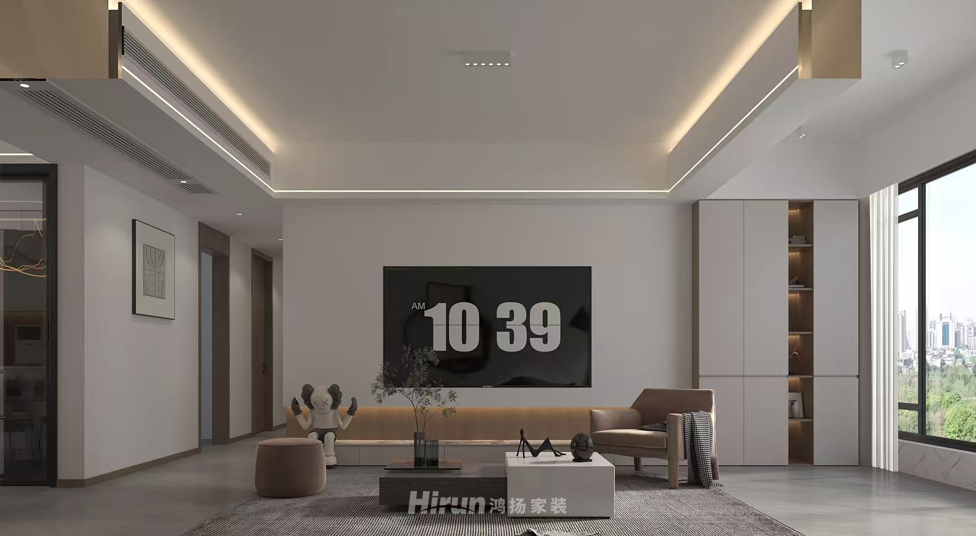 桃誠外灘140㎡雅致現代四居室 裝修案例效果圖-1