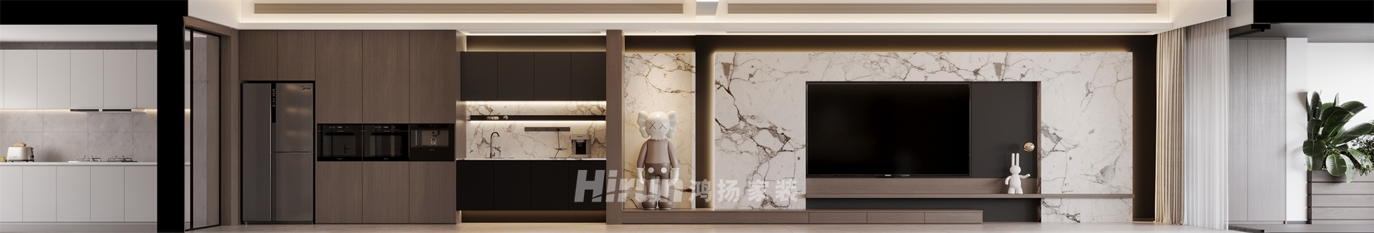 匯景甲三號院250㎡雅致現(xiàn)代四居室 裝修案例效果圖-1