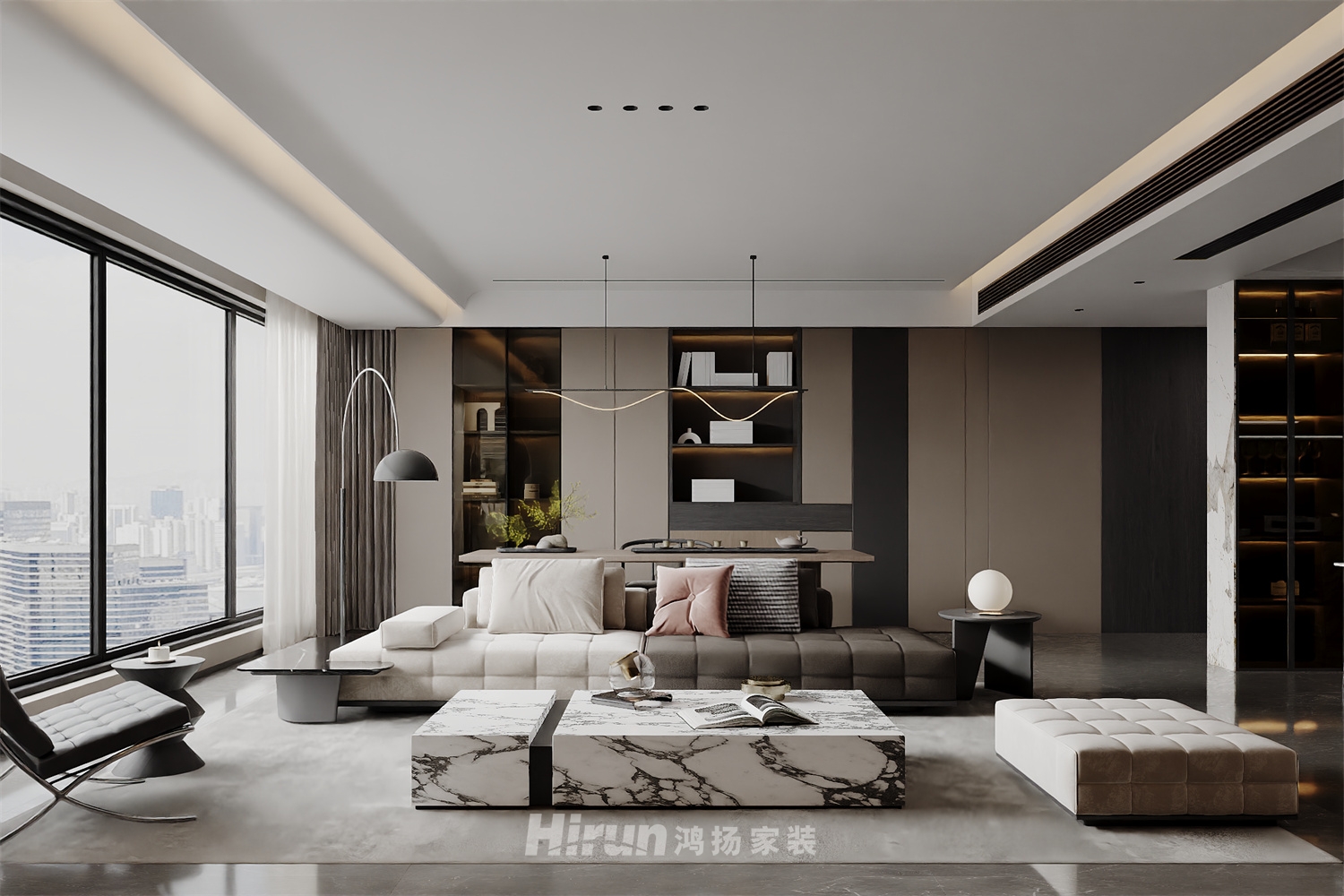 華潤潤樾府180㎡新裝飾主義四居室 裝修案例效果圖-6