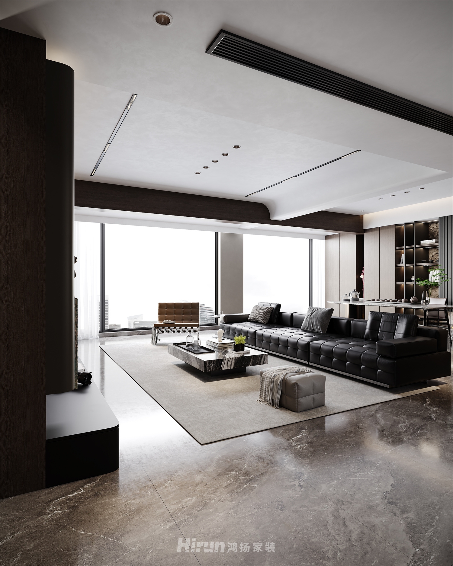 濱江壹號(hào)142㎡新裝飾主義四居室 裝修案例效果圖-5