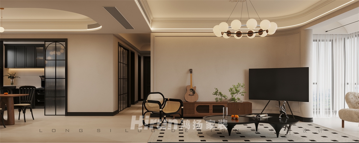 頤和佳園160㎡復(fù)古風(fēng)潮四居室 裝修案例效果圖-1