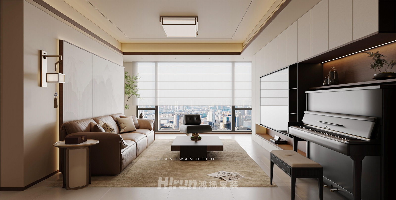 八方小區140㎡寫意木構四居室 裝修案例效果圖-2