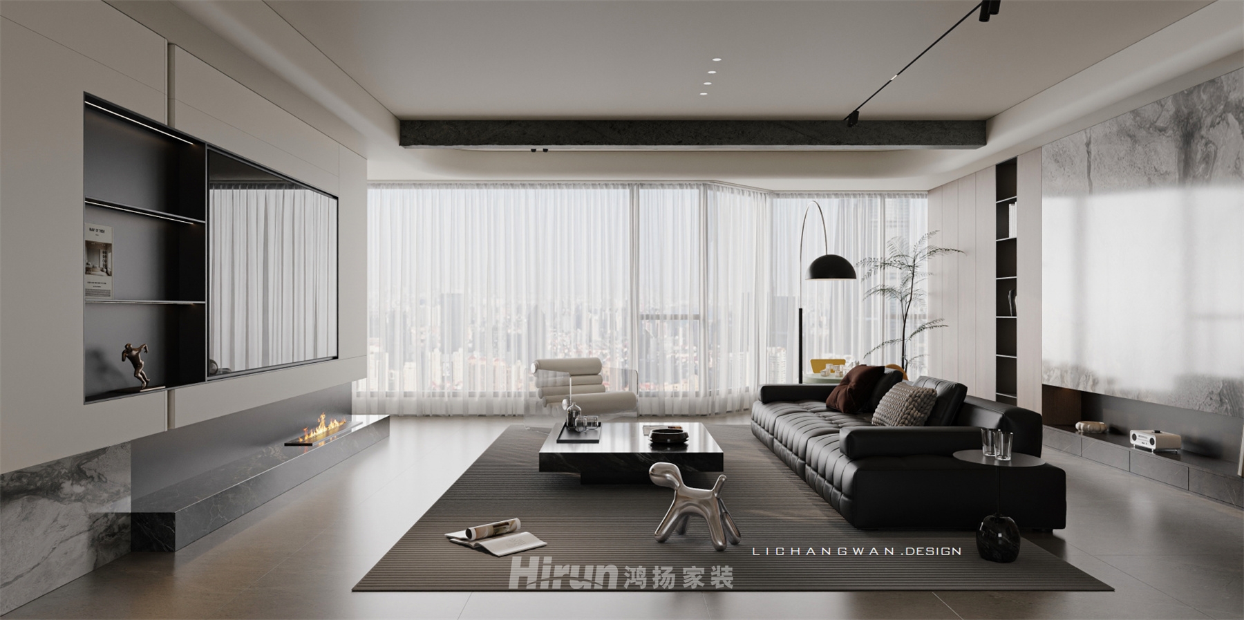 洋湖天序202㎡雅致現(xiàn)代大平層 裝修案例效果圖-1