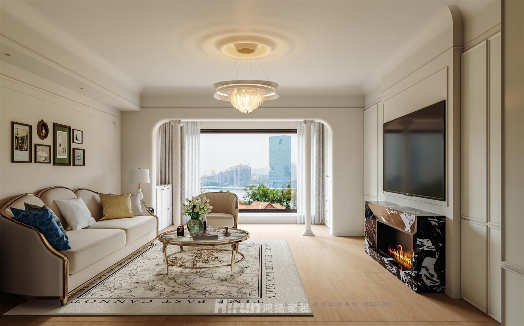 長沙檀府195㎡輕歐簡美四居室 裝修案例效果圖-6