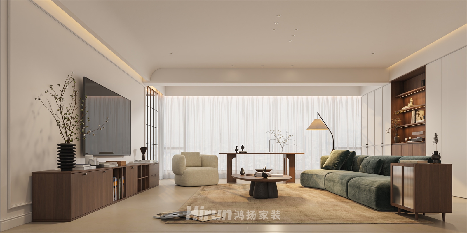 中建鈺和城190㎡復古風潮四居室 裝修案例效果圖-1