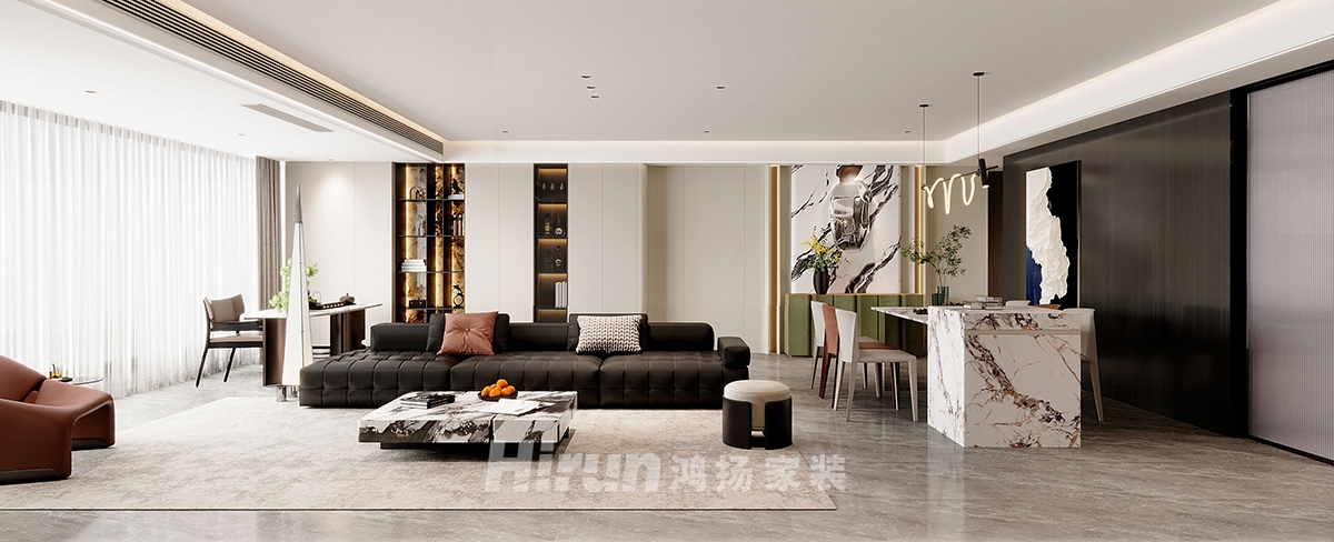 旭輝鉑悅湘江200㎡新裝飾主義四居室 裝修案例效果圖-2