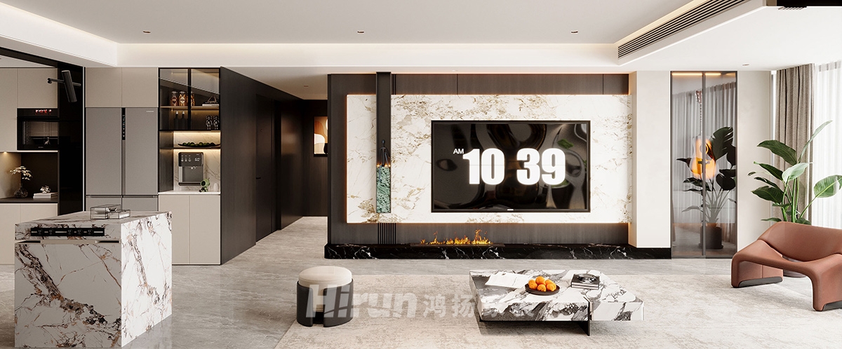 旭輝鉑悅湘江200㎡新裝飾主義四居室 裝修案例效果圖-1