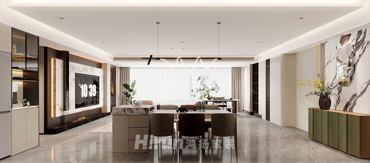 旭輝鉑悅湘江200㎡新裝飾主義四居室 裝修案例效果圖-3