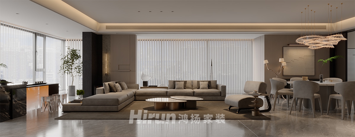 招商蛇口濱江境256㎡新裝飾主義大平層 裝修案例效果圖-1