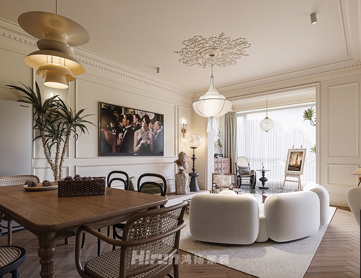 卓越千山里220㎡復(fù)古風(fēng)潮復(fù)式 裝修案例效果圖-3