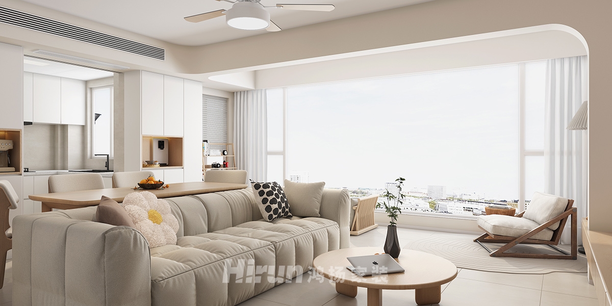 中糧鴻云130㎡北歐之光三居室 裝修案例效果圖-3