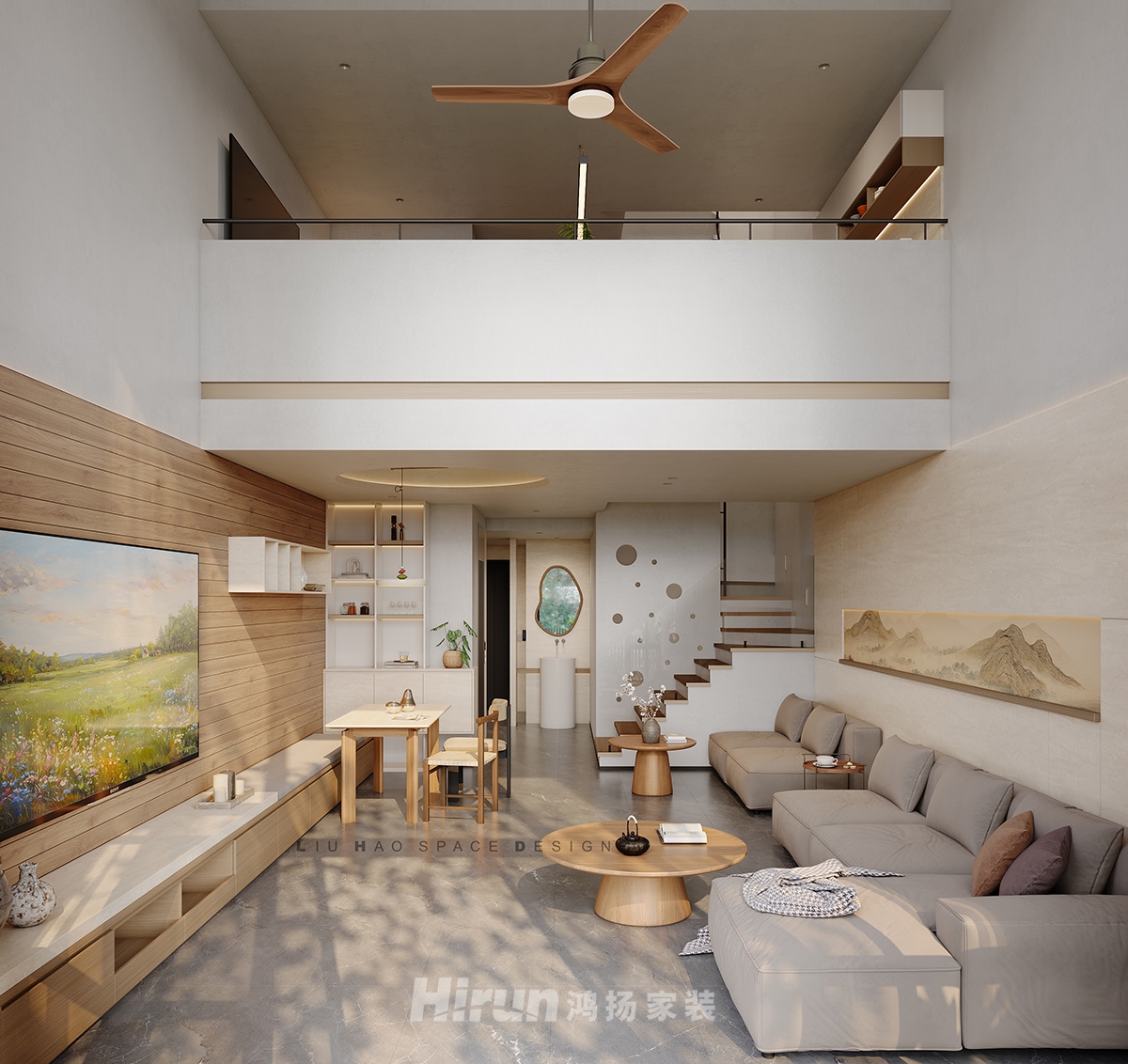 盈峰翠邸450㎡北歐之光別墅 裝修案例效果圖-5