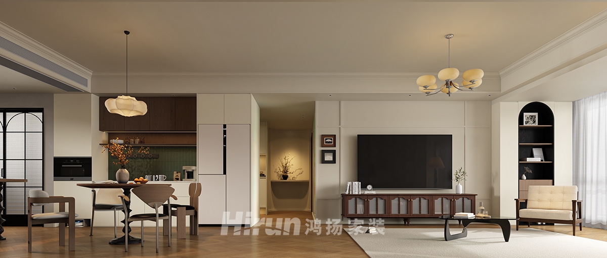 金富江山院150㎡復古風潮四居室 裝修案例效果圖-2