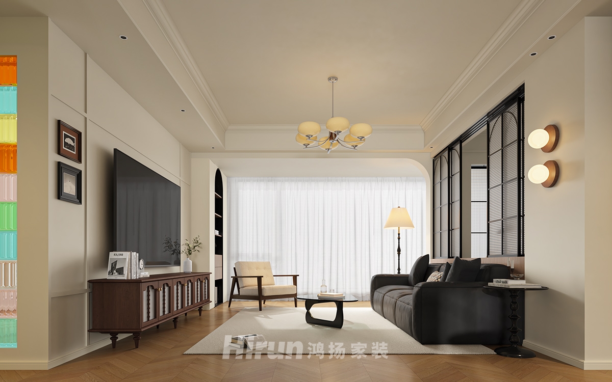 金富江山院150㎡復古風潮四居室 裝修案例效果圖-3