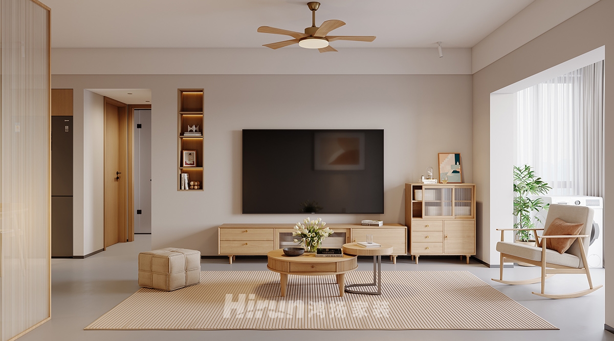 山與墅90㎡北歐之光三居室 裝修案例效果圖-4