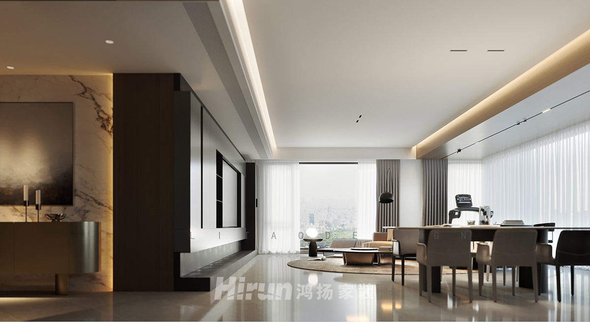 萬科松湖天地189㎡雅致現(xiàn)代四居室 裝修案例效果圖-4