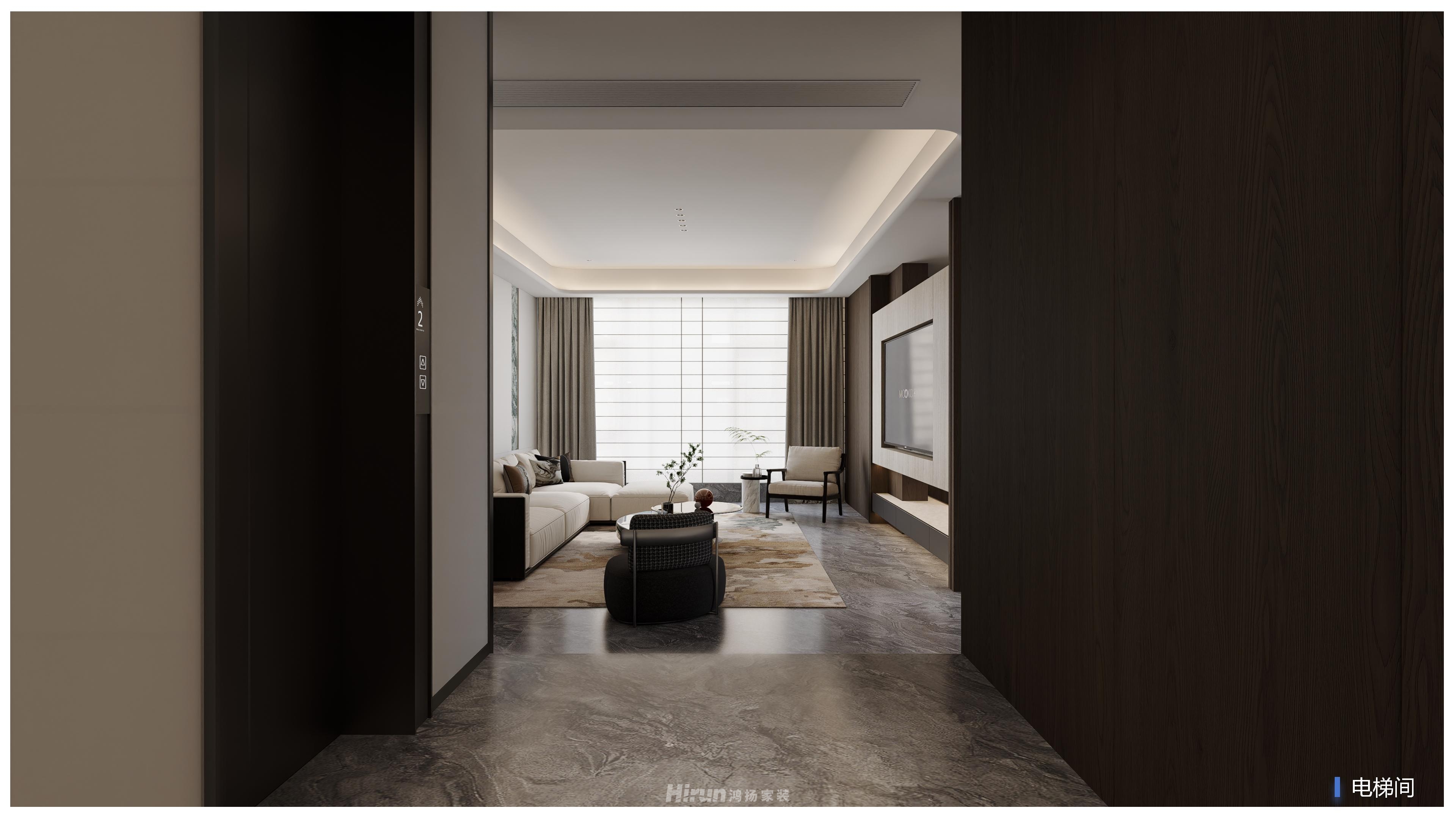 東方大院460㎡雅致現代別墅 裝修案例效果圖-3