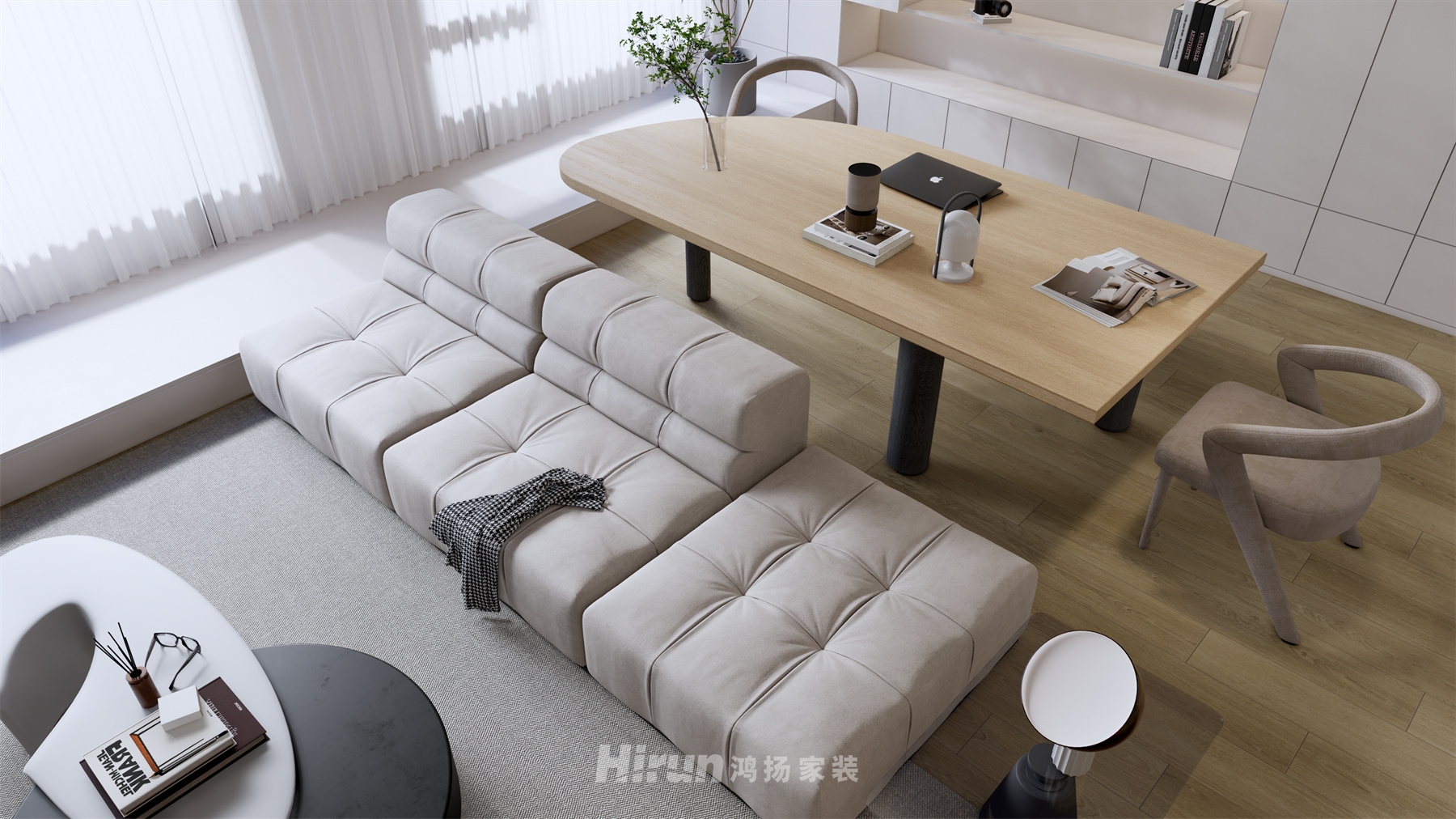 建發央著100㎡北歐之光三居室 裝修案例效果圖-2