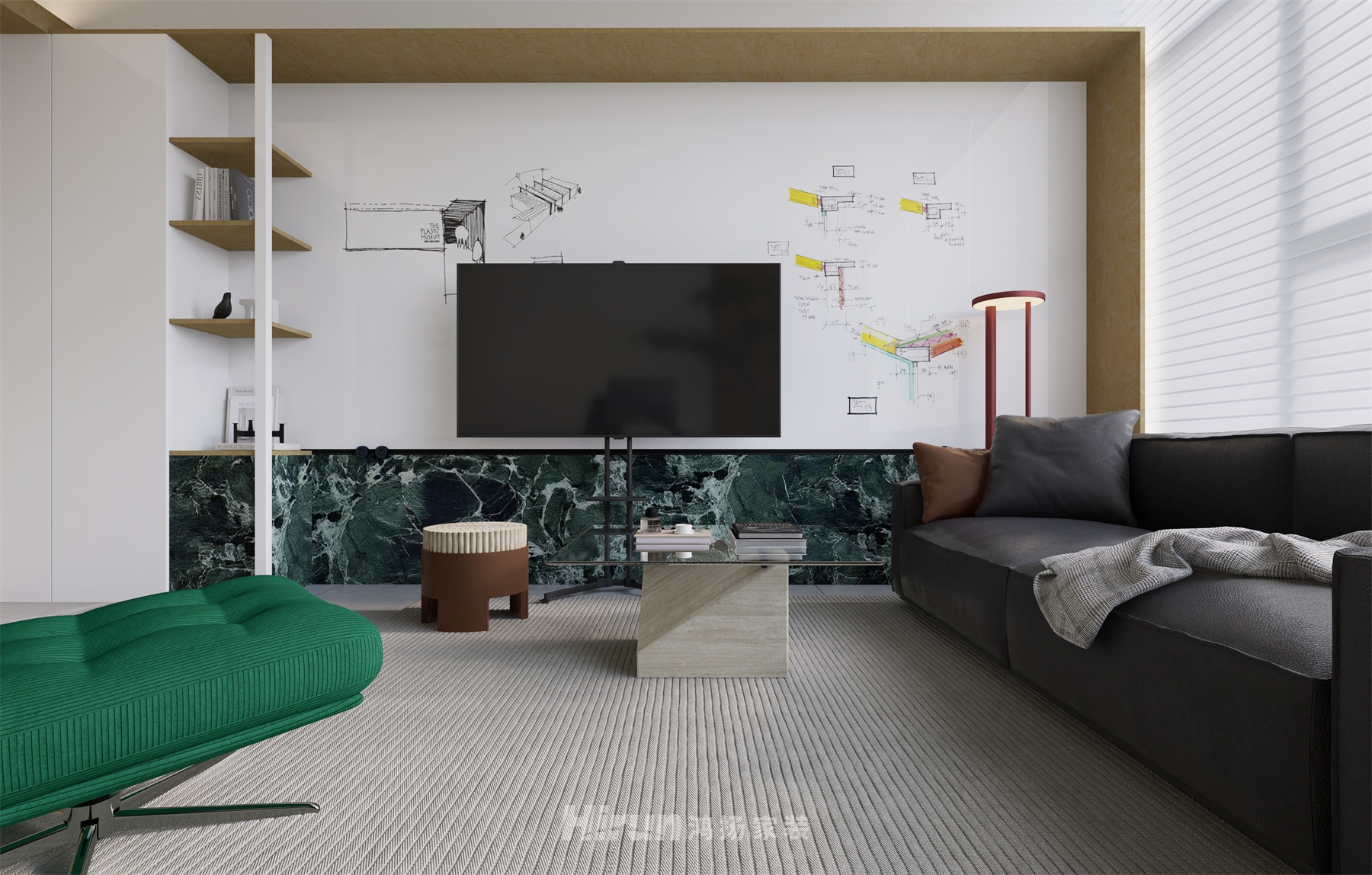 工作室30㎡北歐之光寫字樓 裝修案例效果圖-9