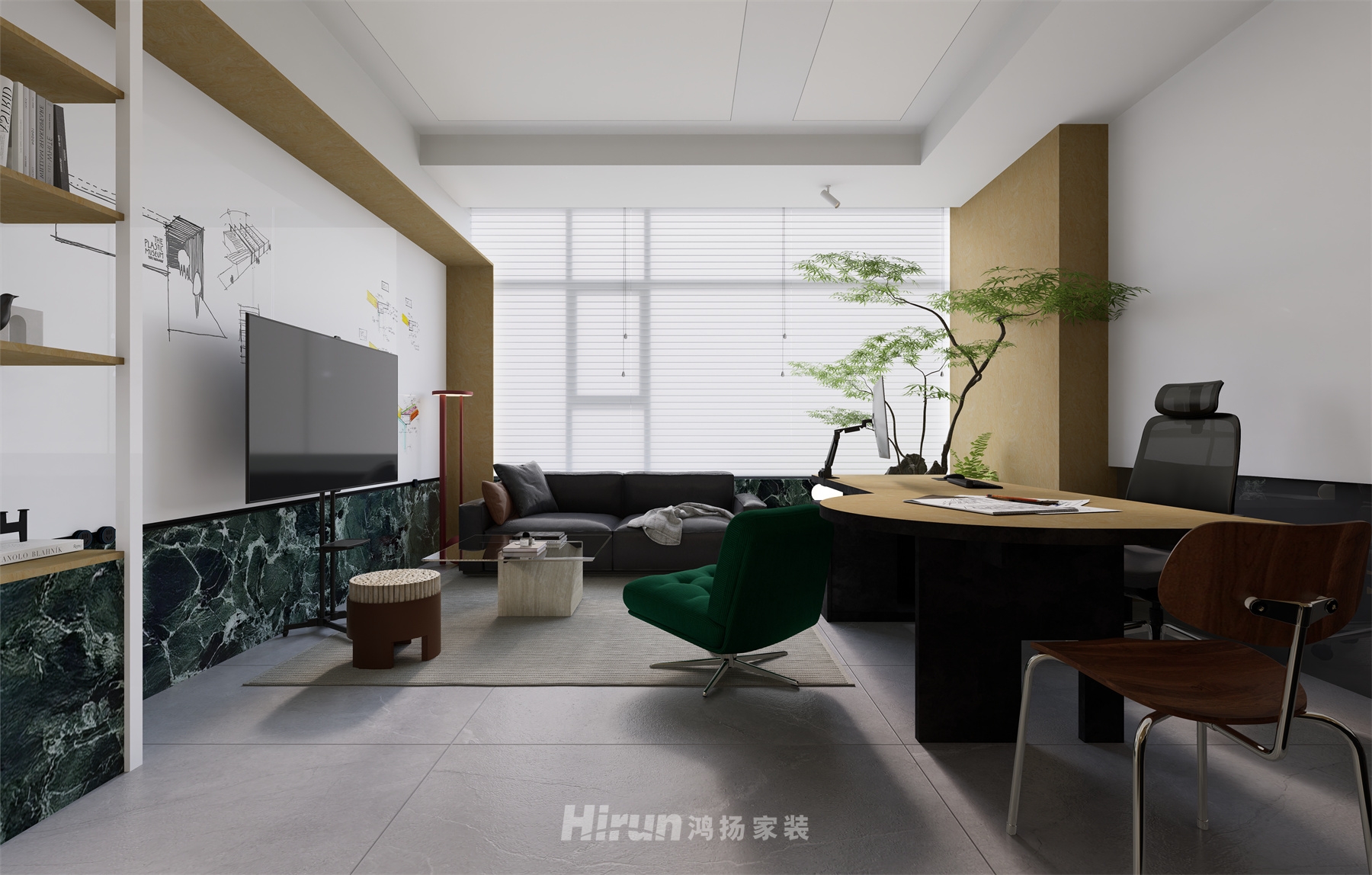 工作室30㎡北歐之光寫字樓 裝修案例效果圖-5