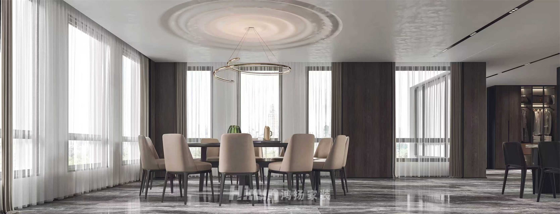 長沙總部基地1200㎡新裝飾主義別墅 裝修案例效果圖-3