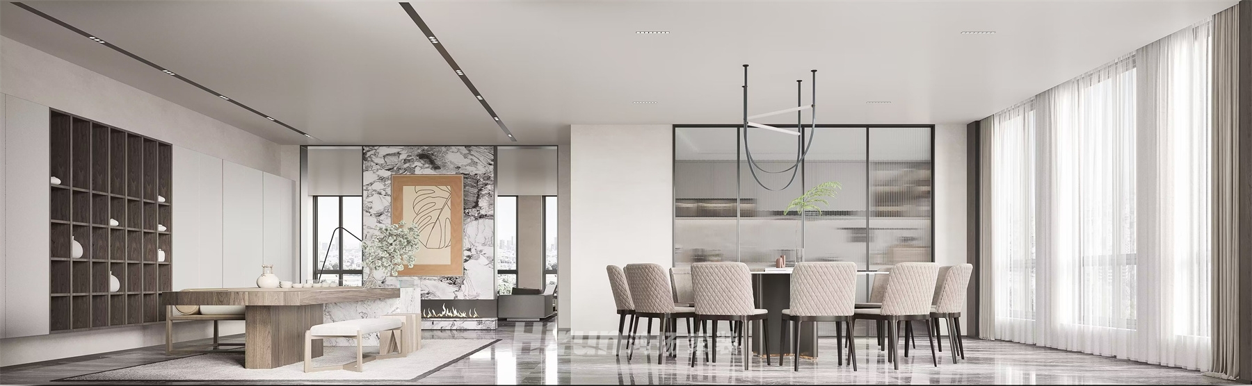 長沙總部基地1200㎡新裝飾主義別墅 裝修案例效果圖-2