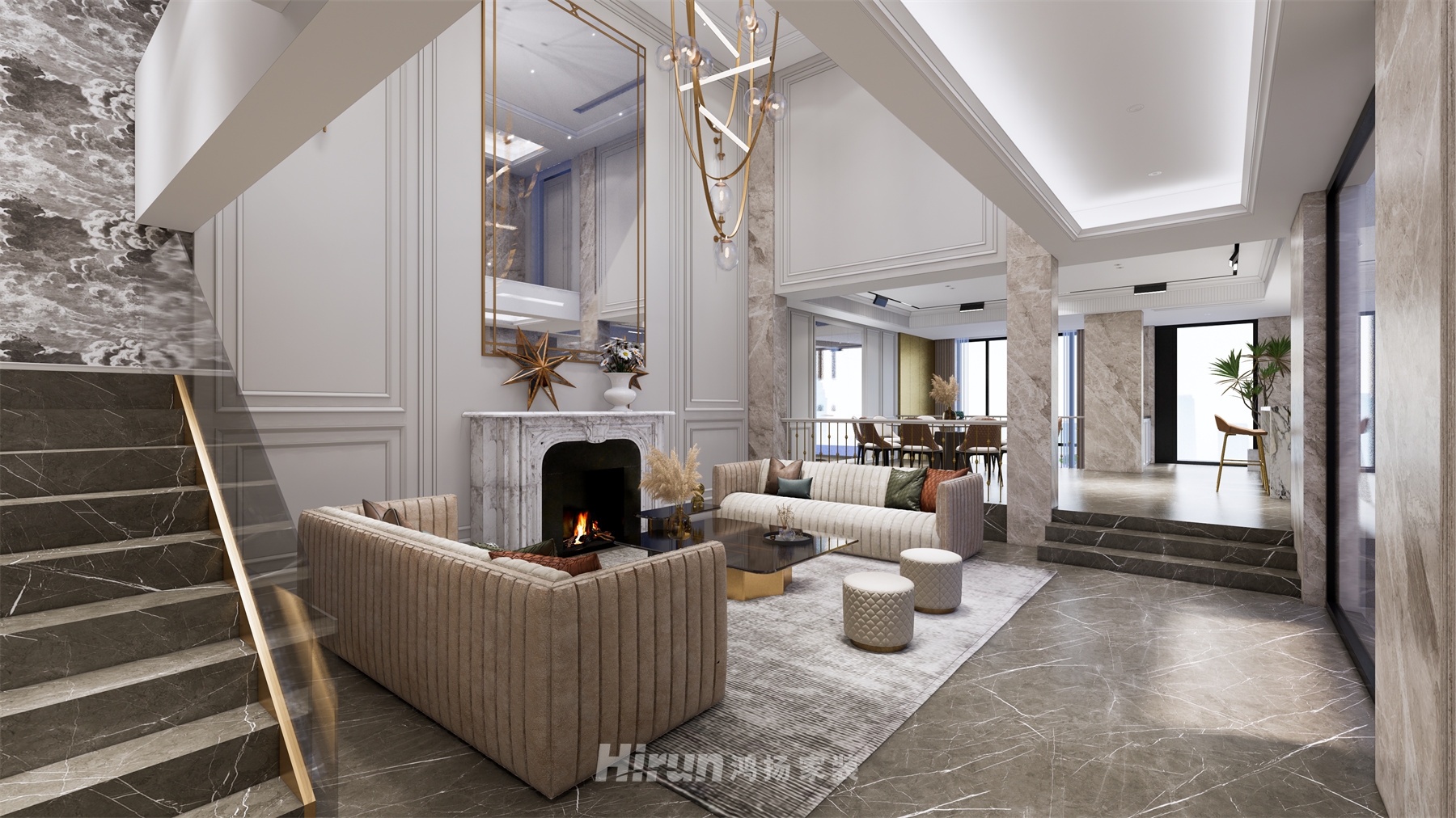 青竹湖畔680㎡輕歐簡美別墅 裝修案例效果圖-18