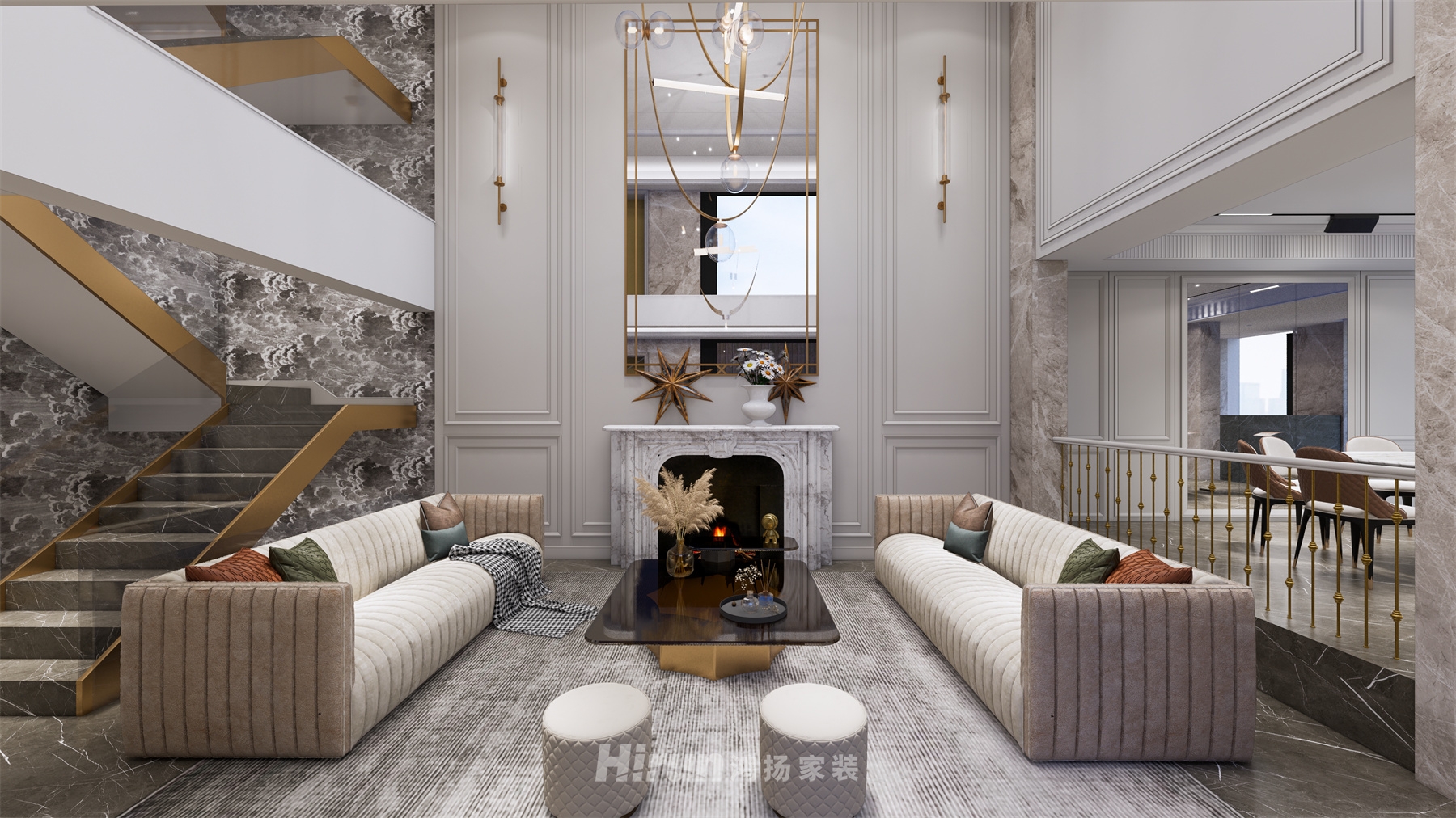 青竹湖畔680㎡輕歐簡美別墅 裝修案例效果圖-17