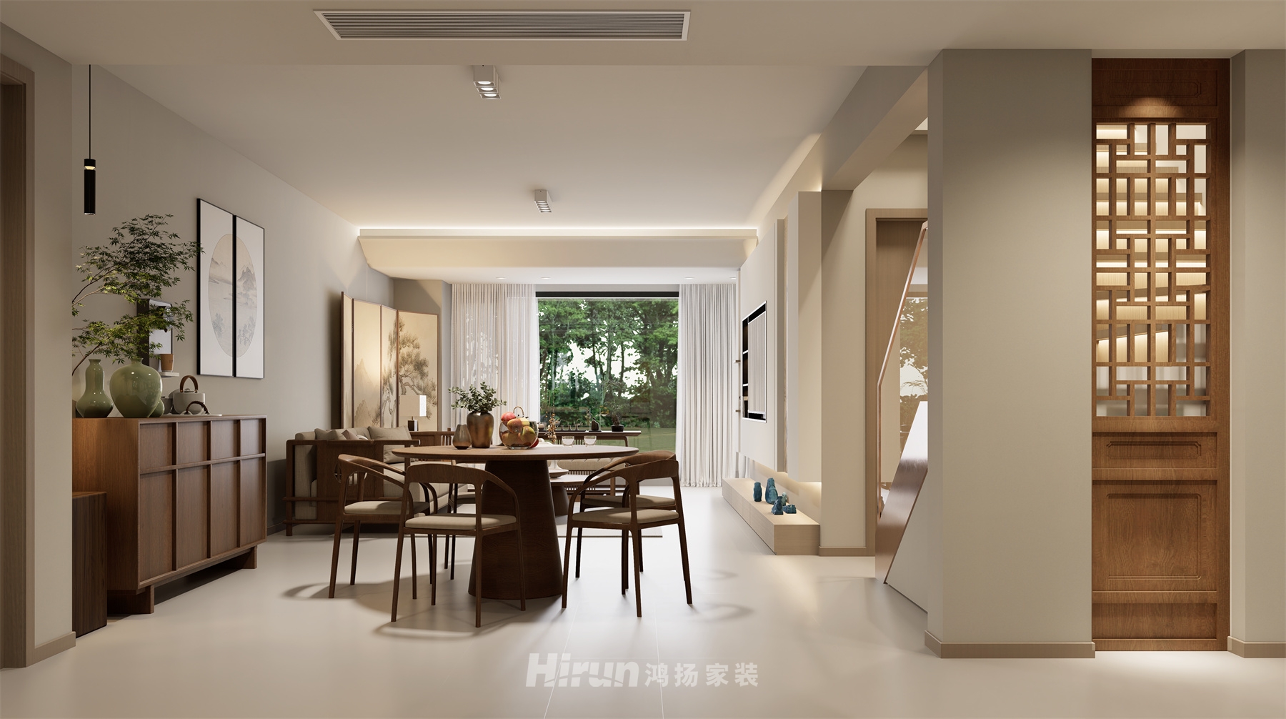 吾悅廣場166㎡意境東方復式 裝修案例效果圖-7