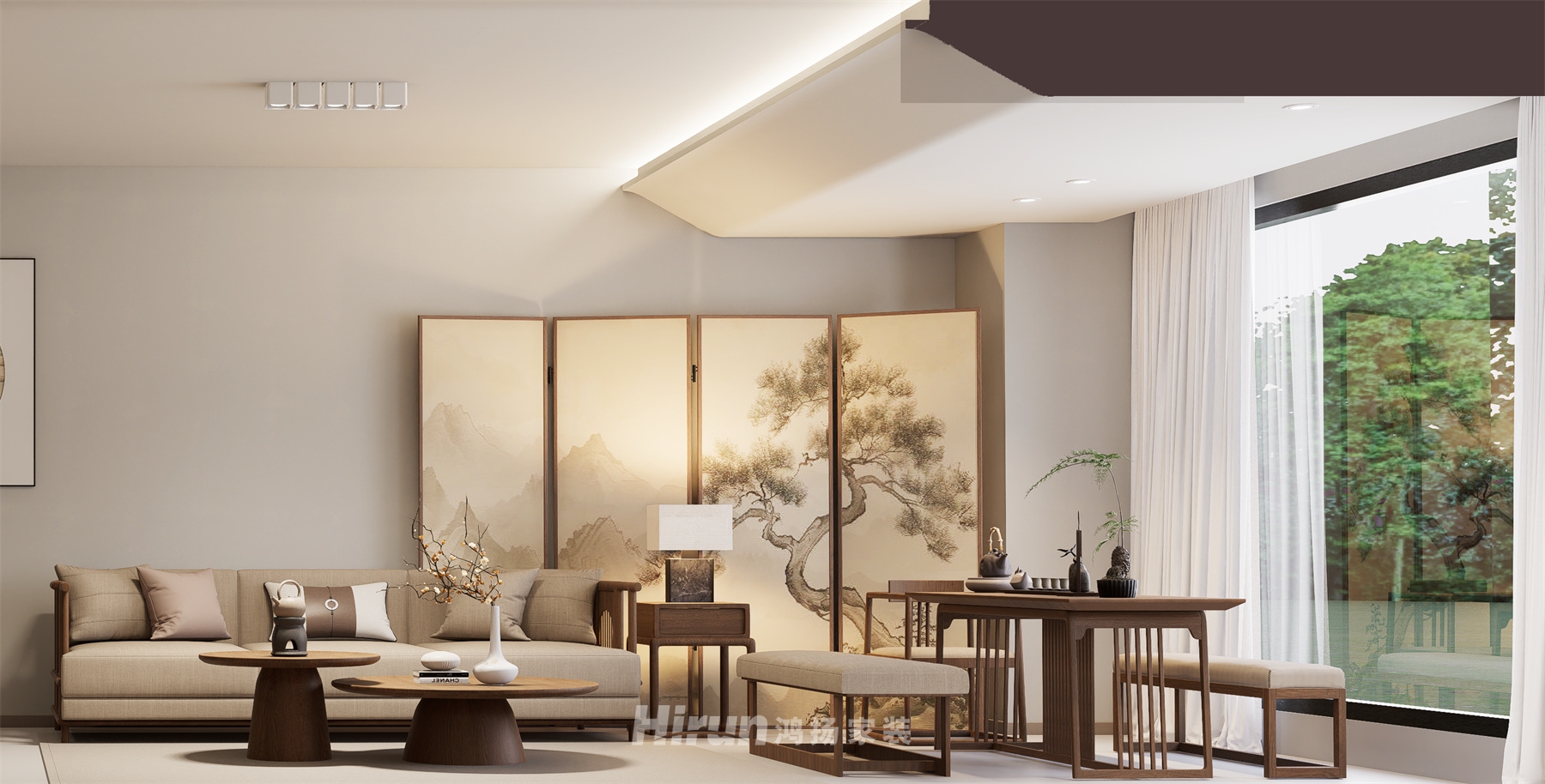 吾悅廣場166㎡意境東方復式 裝修案例效果圖-9