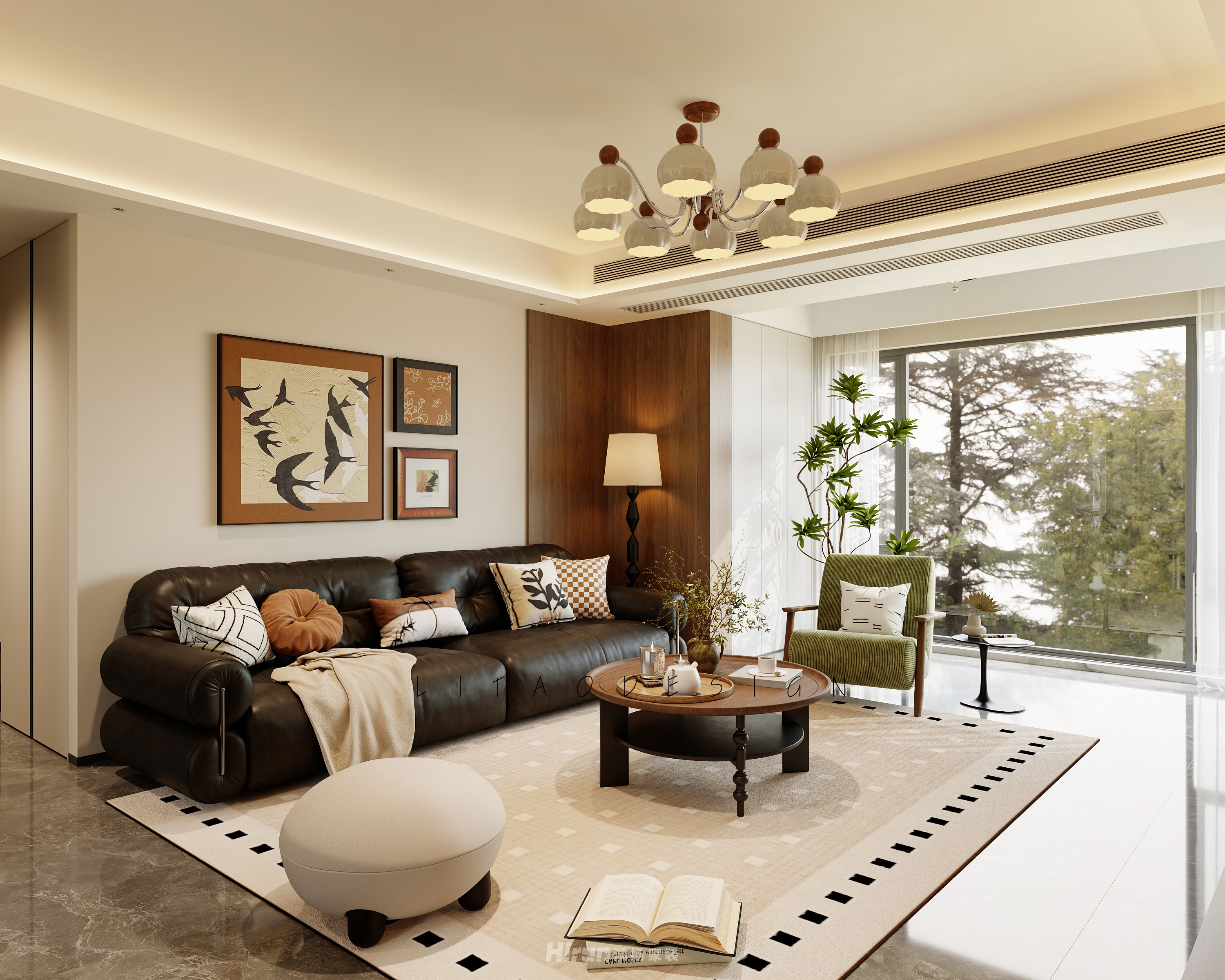 美的云璟136㎡復(fù)古風(fēng)潮四居室 裝修案例效果圖-5