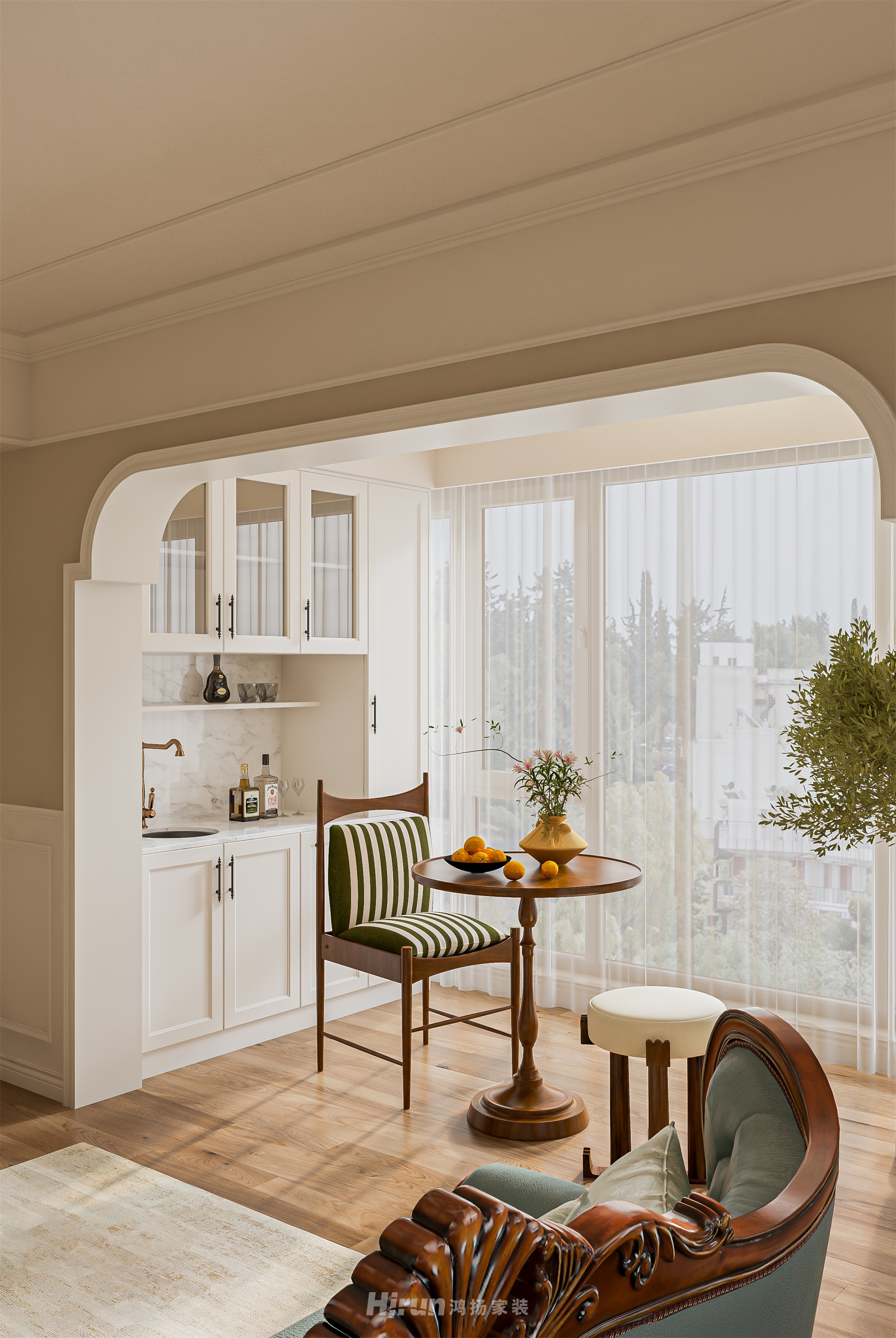 藏瓏湖上國際花園140㎡歐式田園四居室 裝修案例效果圖-8