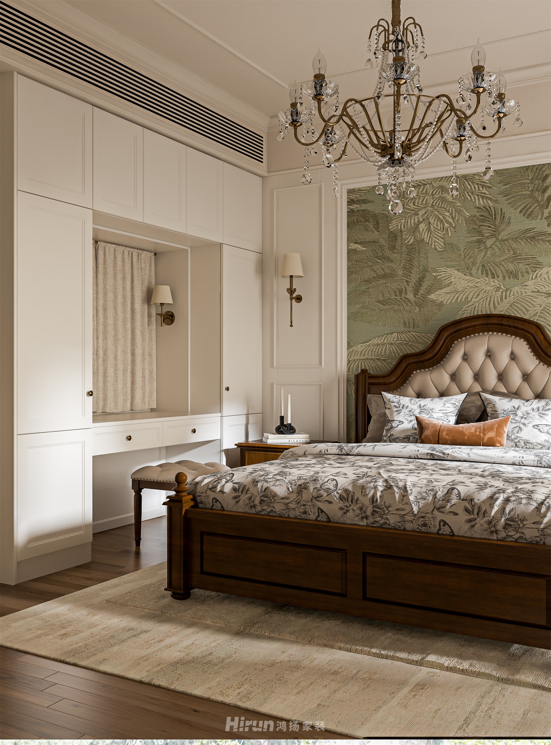 藏瓏湖上國際花園140㎡歐式田園四居室 裝修案例效果圖-10