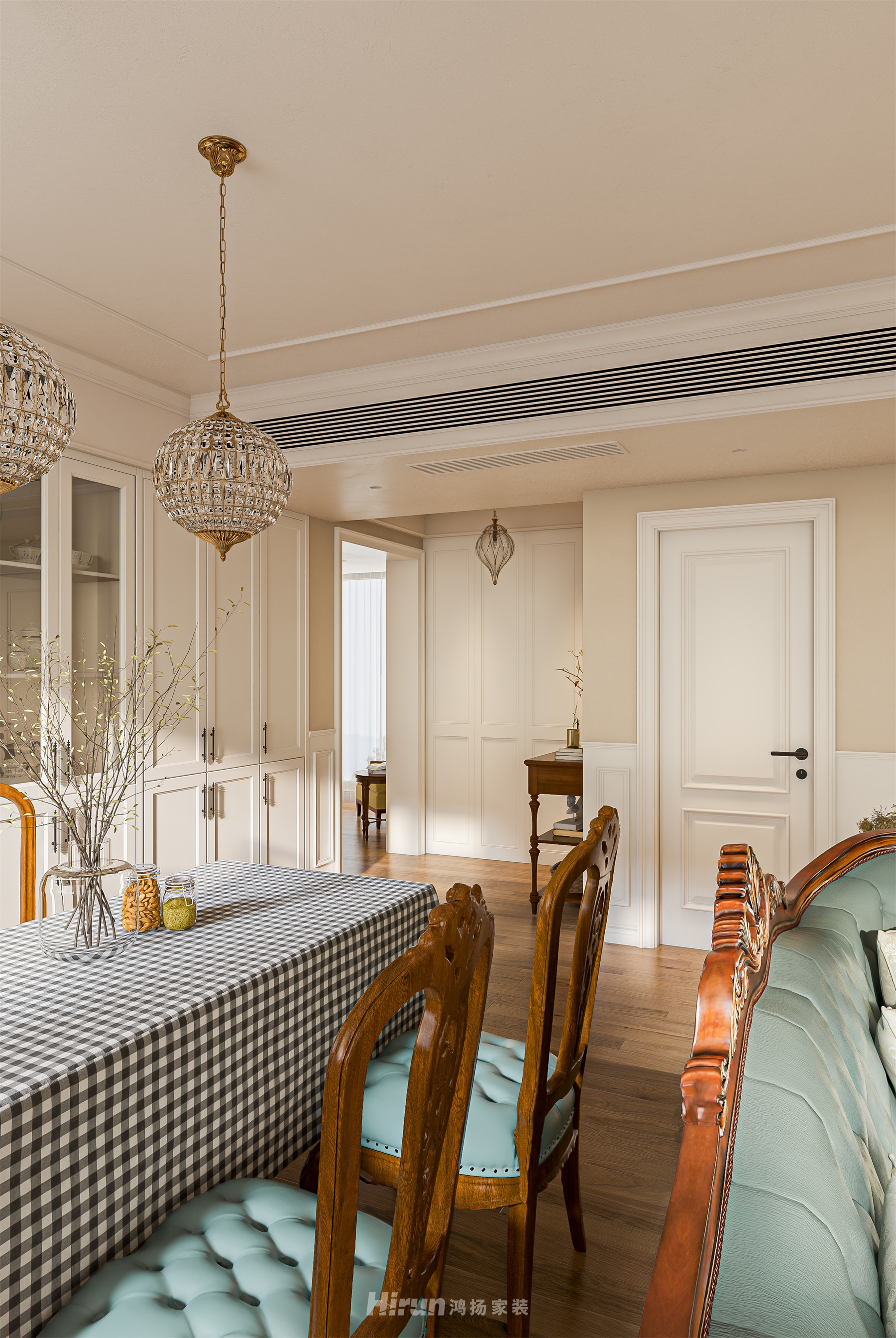 藏瓏湖上國際花園140㎡歐式田園四居室 裝修案例效果圖-9